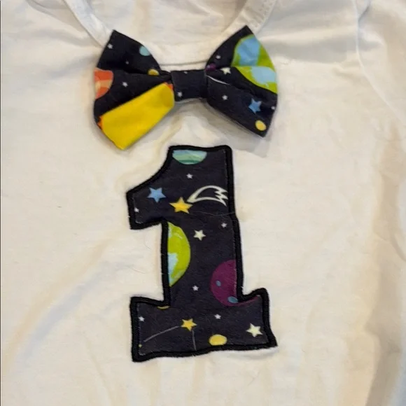 Space-Themed Baby Outfit with Bow Tie - Picture 2 of 4